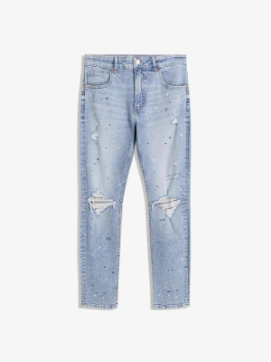 Bershka Jeansy Z Dziurami Mężczyzna Jasnoniebieski