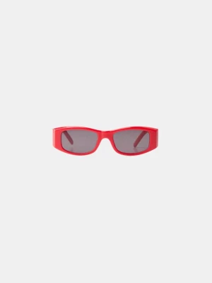 Bershka Jednokolorowe Prostokątne Okulary Przeciwsłoneczne Kobieta Czerwony