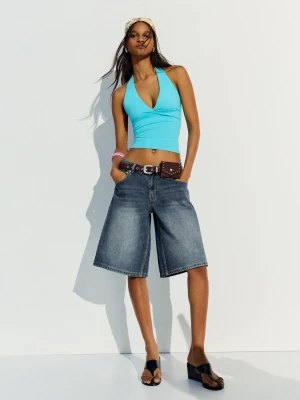 Bershka Jortsy O Kroju Baggy Kobieta Niebieski