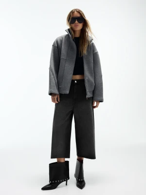 Bershka Jortsy O Kroju Skater Z Denimu Kobieta Czarny
