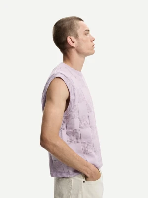 Bershka Kamizelka O Kwadratowym Kroju W Kratkę Mężczyzna Fioletowy