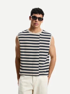 Bershka Kamizelka W Paski Mężczyzna Niebieski