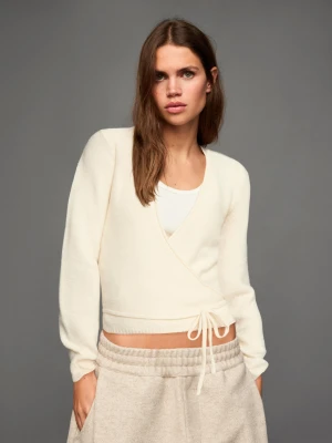 Bershka Kardigan Balerinki Kobieta Kremowy