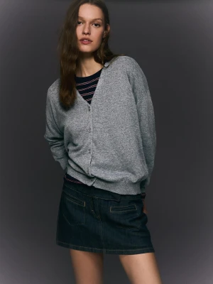 Bershka Kardigan Basic Kobieta Szary