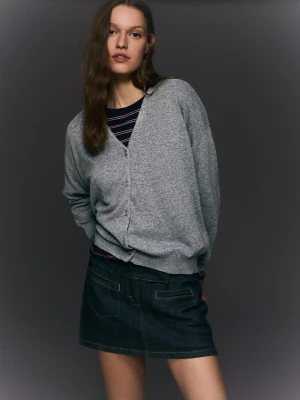 Bershka Kardigan Basic Kobieta Szary
