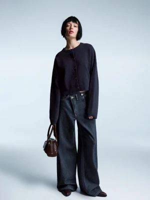 Bershka Kardigan Z Guzikami Soft Touch Kobieta Niebieski