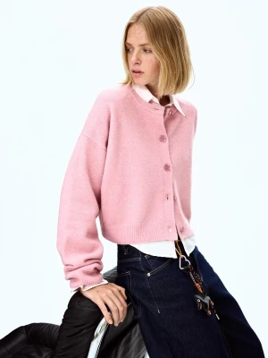 Bershka Kardigan Z Guzikami Soft Touch Kobieta Różowy