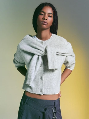 Bershka Kardigan Z Guzikami Soft Touch Kobieta Szary