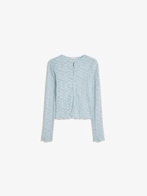 Bershka Kardigan Z Koronką Blonda Kobieta Jasnoniebieski