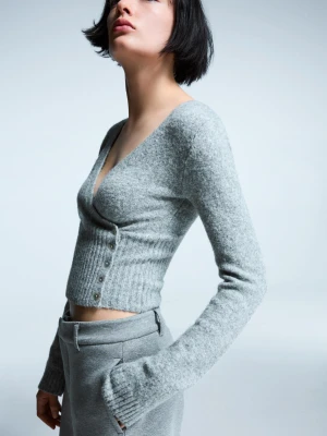 Bershka Kardigan Zapinany Na Guziki Kobieta Szary