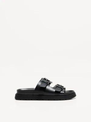 Bershka Klapki Ze Sprzączkami Mężczyzna Czarny