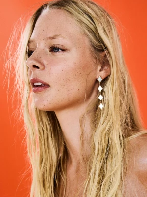 Bershka Kolczyki Kaskada Lustra Kobieta Złoty