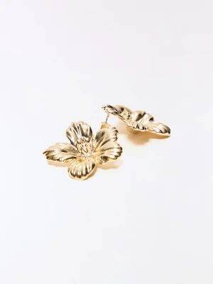Bershka Kolczyki Kwiat Kobieta Złoty