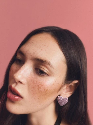 Bershka Kolczyki Serca Błyszczące Kobieta Srebrny