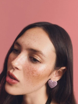 Bershka Kolczyki Serca Błyszczące Kobieta Srebrny