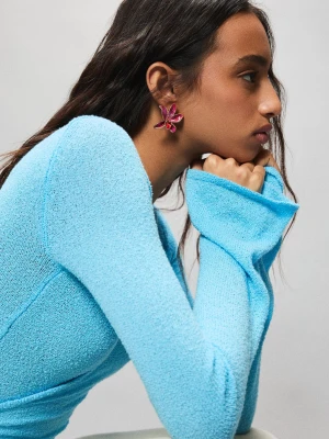 Bershka Kolczyki Z Motywem Kwiatowym Kobieta Różowy