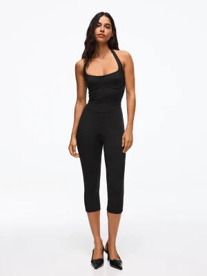 Bershka Kombinezon Halter Z Efektem Gorsetu Kobieta Czarny
