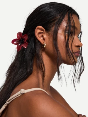 Bershka Komplet 2 Klamerek Do Włosów W Kształcie Kwiatów Kobieta Bordowy