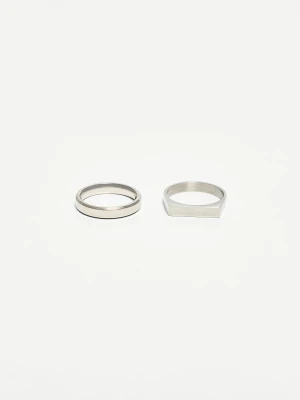 Bershka Komplet 2 Pierścionków Ze Stali Mężczyzna Srebrny