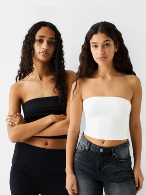 Bershka Dwupak Topów Bandeau Z Wywinięciem Kobieta Wielokolorowy