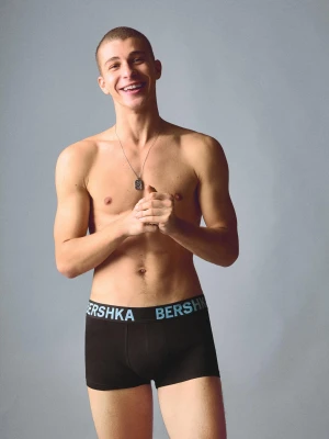 Bershka Komplet 3 Bokserek Z Nadrukiem W Pasie Mężczyzna Jasnoniebieski