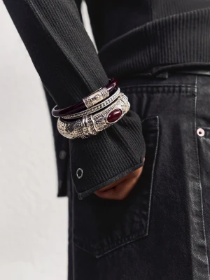 Bershka Komplet 3 Bransoletek Boho Kobieta Srebrny