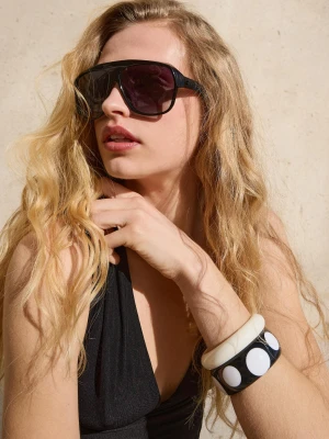 Bershka Komplet 3 Bransoletek Z Efektem Żywicy Kobieta Czarny