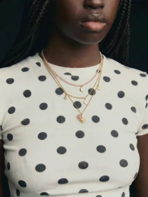 Bershka Komplet 3 Naszyjników Z Koralików Kobieta Złoty