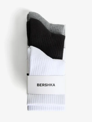 Bershka Komplet 3 Par Skarpetek Sportowych Mężczyzna Szary