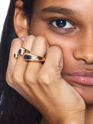 Bershka Komplet 3 Pierścionków Kobieta Złoty