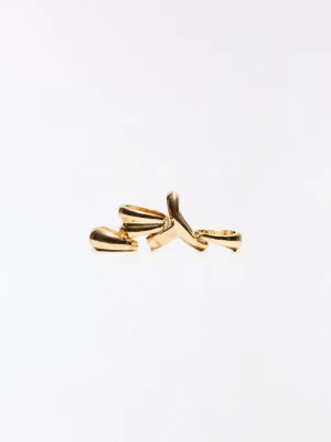 Bershka Komplet 3 Pierścionków Kobieta Złoty