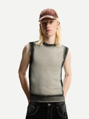 Bershka Kontrastowa Koszulka Bez Rękawów Mężczyzna Biały / Czarny