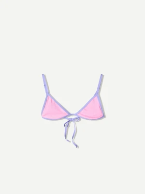 Bershka Kontrastowa Prążkowana Góra Od Bikini Kobieta Różowy
