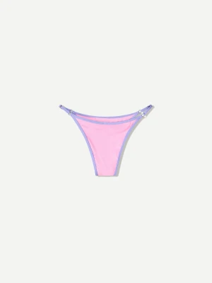 Bershka Kontrastowe Prążkowane Figi Od Bikini Kobieta Różowy