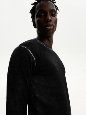 Bershka Kontrastowy Sweter Mężczyzna Czarny