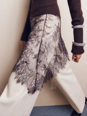 Bershka Kopertowa Spódnica Z Koronki Kobieta Brązowy