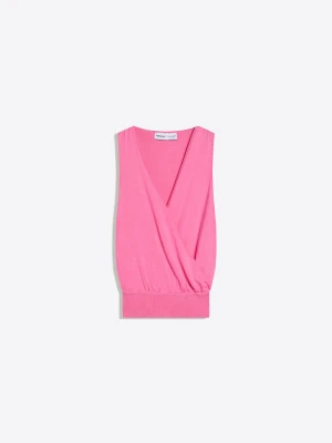 Bershka Kopertowy Top Z Paskiem Kobieta Różowy