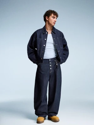 Bershka Koszula Jeansowa Mężczyzna Granatowy