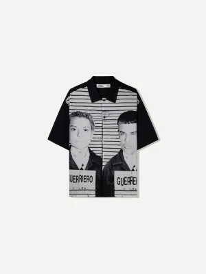 Bershka Koszula O Kwadratowym Kroju Z Krótkim Rękawem Ca7riel & Paco Amoroso Mężczyzna Czarny