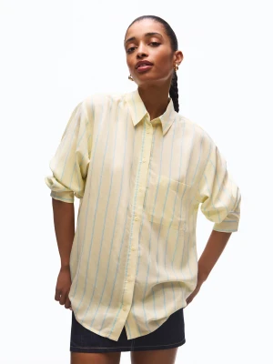 Bershka Koszula Oversize Z Lejącej Tkaniny Kobieta Żółty