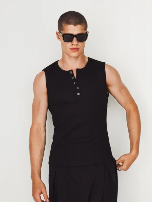 Zdjęcie produktu Bershka Koszula Robocza O Kroju Slim Z Dekoltem Pod Szyję Mężczyzna Czarny