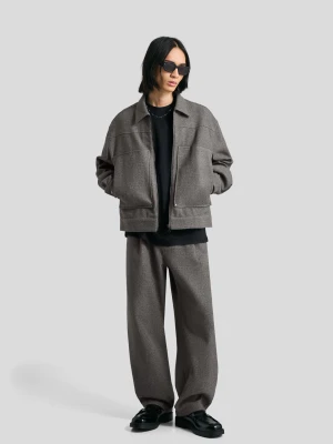 Bershka Koszula Wierzchnia Boxy Na Zamek Mężczyzna Ciemnoszary