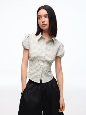 Bershka Koszula Z Krótkim Rękawem Kobieta Kremowy