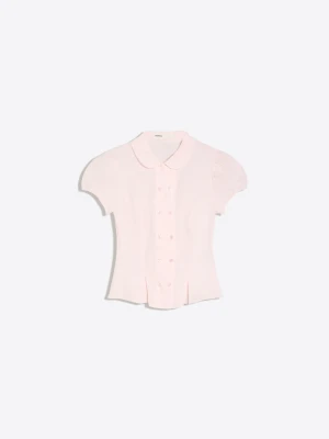 Bershka Koszula Z Krótkim Rękawem Z Kołnierzykiem Typu Bebe Kobieta Różowy