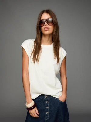 Bershka Koszulka Bez Rękawów Kobieta Biały Złamany