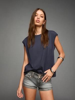 Bershka Koszulka Bez Rękawów Kobieta Granatowy