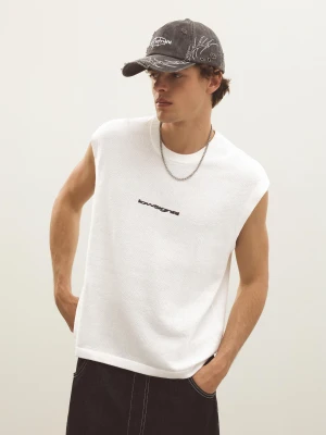 Zdjęcie produktu Bershka Koszulka Bez Rękawów Z Haftem Mężczyzna Biały Złamany