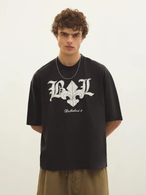 Zdjęcie produktu Bershka Koszulka Boxy Fit Gofr Mężczyzna Czarny