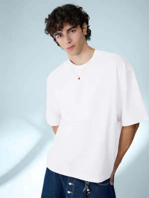 Bershka Koszulka Boxy Heavy Mężczyzna Biały