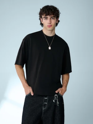 Bershka Koszulka Boxy Heavy Mężczyzna Czarny